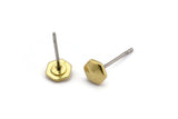 Brass Hexagon Earring, 10 Raw Brass Hexagon Stud Earrings (5x1.5mm) D1430 A1379