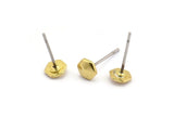 Brass Hexagon Earring, 10 Raw Brass Hexagon Stud Earrings (5x1.5mm) D1430 A1379