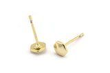 Gold Hexagon Earring, 8 Gold Plated Brass Hexagon Stud Earrings (5x1.5mm) D1430 A1379