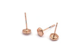 Rose Gold Hexagon Earring, 8 Rose Gold Plated Brass Hexagon Stud Earrings (5x1.5mm) D1430 A1379