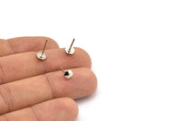Silver Hexagon Earring, 8 Silver Tone Brass Hexagon Stud Earrings (5x1.5mm) D1430 A1379