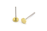 Brass Round Earring, 12 Textured Raw Brass Round Earring Studs (4x0.80mm) A1530