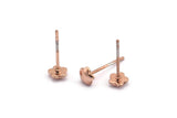 Rose Gold Flower Earring, 12 Rose Gold Plated Brass Flower Stud Earrings (5mm) D1408