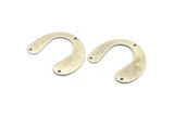 Silver Geometric Charm, 6 Antique Silver Plated Brass U Shaped Pendants With 3 Holes, Charms, Findings (24x30x0.60mm) D936