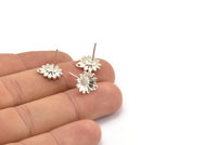 Silver Flower Earring, 2 925 Silver Flower Stud Earrings With 1 Hole (11x13mm) N1203