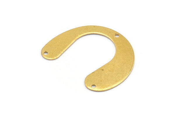 Brass Geometric Charm, 12 Raw Brass U Shaped Pendants With 3 Holes, Charms, Findings (24x30x0.60mm) D936