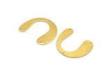 Brass Geometric Charm, 12 Raw Brass U Shaped Pendants With 3 Holes, Charms, Findings (24x30x0.60mm) D936