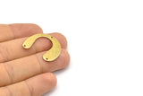 Brass Geometric Charm, 12 Raw Brass U Shaped Pendants With 3 Holes, Charms, Findings (24x30x0.60mm) D936
