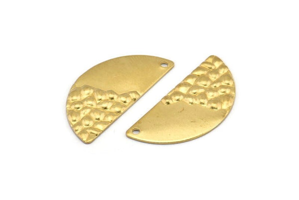 Semi Circle Charm, 12 Raw Brass Half Moon Charms With 1 Hole, Earrings, Pendants (28x13x0.80mm) D975