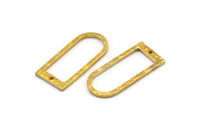 D Shape Rings, 6 Raw Brass Hammered D Shape Connectors With 1 Hole, Rings  (29x13x1.3mm) BS 1873