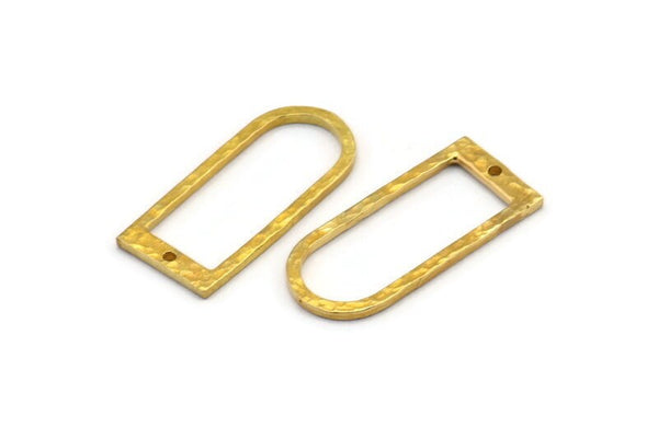D Shape Rings, 6 Raw Brass Hammered D Shape Connectors With 1 Hole, Rings  (29x13x1.3mm) BS 1873