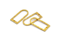 D Shape Rings, 6 Raw Brass Hammered D Shape Connectors With 1 Hole, Rings  (29x13x1.3mm) BS 1873