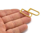 D Shape Rings, 6 Raw Brass Hammered D Shape Connectors With 1 Hole, Rings  (29x13x1.3mm) BS 1873