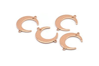 Gül Altın Ay Tılsımı, 2 Döngü ve 1 Delikli 6 Gül Altın Kaplama Pirinç Hilal Ay Tılsımı, Bağlantı Parçaları (22x17x1mm) D0765 Q0772