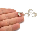 Silver Moon Charms, 24 Silver Tone Crescent Moon Charms With 1 Hole, Pendants, Earrings, Findings (14x13.5x5x0.8mm) BS 2364 H0593