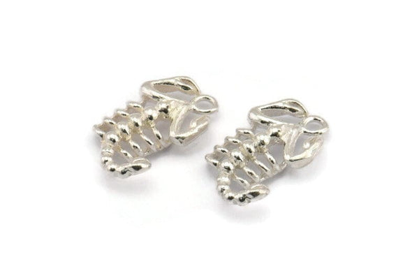 Silver Scorpion Pendant, 2 925 Silver Scorpion Charms, Jewelry Supplies, Findings (17x10mm) N0331