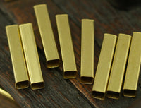 Brass Square Tube, 150 Raw Brass Tube Square Shape (20x4mm)  Brs 1402