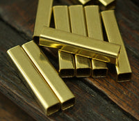 Brass Square Tube, 150 Raw Brass Tube Square Shape (20x4mm)  Brs 1402
