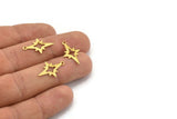 Tribal Brass Charm, 100 Raw Brass Tribal Diamond Charms, Findings With 1 Loop (21x12x0.40mm) E376
