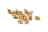 Altın Çam Kozalağı Tılsımı, 4 Altın Kaplama Pirinç Çam Kozalağı Tılsımı (7x12mm) BS 1804