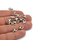 Silver Parrot Clasp, 50 Silver Tone Plated Lobster Clasps, Findings (12x6.5mm) BS 2379