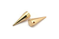 Gold Spike Pendant, 2 Gold Plated Brass Spike Tribal Pendants (20x7mm) A0763