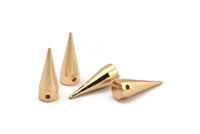 Gold Spike Pendant, 2 Gold Plated Brass Spike Tribal Pendants (20x7mm) A0763