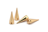 Gold Spike Pendant, 2 Gold Plated Brass Spike Tribal Pendants (20x7mm) A0763