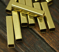 Brass Square Tube, 150 Raw Brass Tube Square Shape (20x4mm)  Brs 1402
