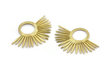 Brass Sun Charm, Raw Brass Sunshine Charms, Pendants, Findings (43x30mm) N1146