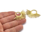 Brass Sun Charm, Raw Brass Sunshine Charms, Pendants, Findings (43x30mm) N1146