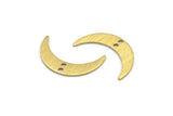 Brass Moon Charm, 24 Textured Raw Brass Crescent Moon Charms With 2 Holes (22x5x0.80mm) M01203