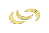 Brass Moon Charm, 24 Textured Raw Brass Crescent Moon Charms With 2 Holes (22x5x0.80mm) M01203