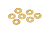 Brass Star Charm, 50 Raw Brass Star Charms With 1 Hole, Findings (12x0.50mm) D1197