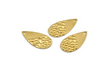 Brass Drop Charm, 24 Textured Raw Brass Drop Charms With 1 Hole, Earrings, Findings (25x13x1mm) D976