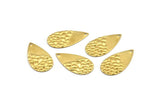 Brass Drop Charm, 24 Textured Raw Brass Drop Charms With 1 Hole, Earrings, Findings (25x13x1mm) D976