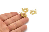 Brass Sunny Charm, 50 Raw Brass Sunny Charms With 1 Loop (22x24mm) A0782