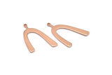 Rose Gold U Charm, 2 Rose Gold Plated Brass U Shaped Charms With 1 Loop, Pendants, Earrings, Findings (34x22x1mm) D1182 Q0856