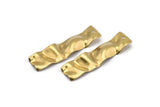 Brass Rectangle Charm, 12 Raw Brass Wavy Rectangle Charms With 1 Hole, Earrings, Findings (36x10x0.60mm) D857