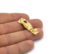 Brass Rectangle Charm, 12 Raw Brass Wavy Rectangle Charms With 1 Hole, Earrings, Findings (36x10x0.60mm) D857