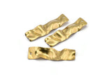 Brass Rectangle Charm, 12 Raw Brass Wavy Rectangle Charms With 1 Hole, Earrings, Findings (36x10x0.60mm) D857