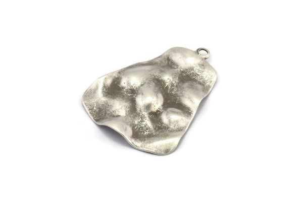 Silver Trapezoid Charm, 6 Antique Silver Plated Brass Trapezoid Charms With 1 loop, Earrings, Pendants, Findings (33x27x0.60mm) D0757 H0805