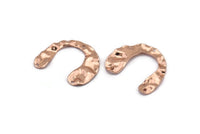Rose Gold Geometric Charm, 4 Rose Gold Plated Brass U Shaped Pendants With 3 Holes, Findings (30x25x0.60mm) D0728