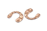 Rose Gold Geometric Charm, 4 Rose Gold Plated Brass U Shaped Pendants With 3 Holes, Findings (30x25x0.60mm) D0728