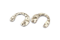 Silver Geometric Charm, 10 Antique Silver Plated Brass U Shaped Pendants With 3 Holes, Findings (30x25x0.60mm) D0728