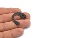 Siyah Geometrik Charm, 3 Delikli 10 Oksitlenmiş Siyah Pirinç U Şeklinde Kolye, Bulgular (30x25x0,60 mm) D0728 S1015