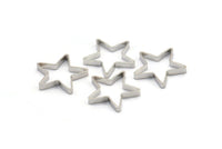 Silver Star Charm, 24 Silver Tone Open Star Charms (20x2.5x0.5mm) BS 2386