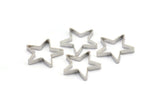Silver Star Charm, 24 Silver Tone Open Star Charms (20x2.5x0.5mm) BS 2386