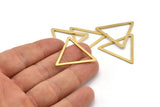 Brass Triangle Charm, 12 Raw Brass Triangle Rings, Findings (31x27x2x1mm) D1023