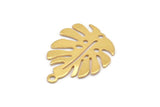Gold Monstera Charm, 6 Gold Plated Brass Monstera Leaf Charms With 1 Loop, Pendants, Earrings, Findings (24x20x0.60mm) D1005 Q0874